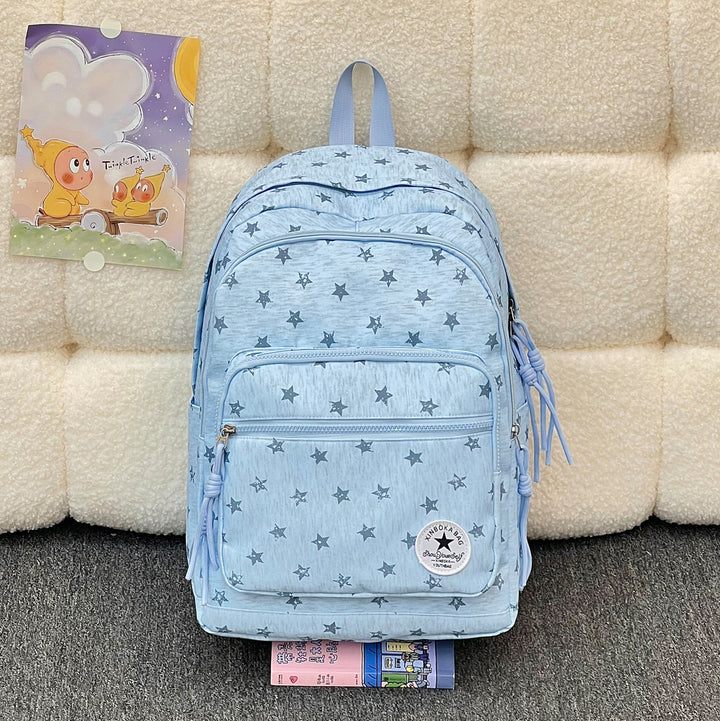 Star-Embellished Casual Backpack Bowlift