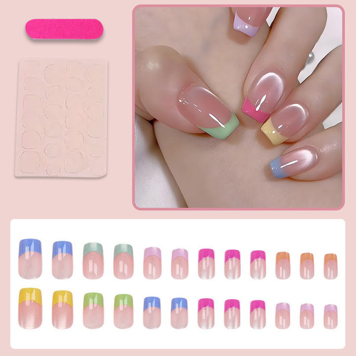 Acrylic nail set with colorful French tips Bowlift