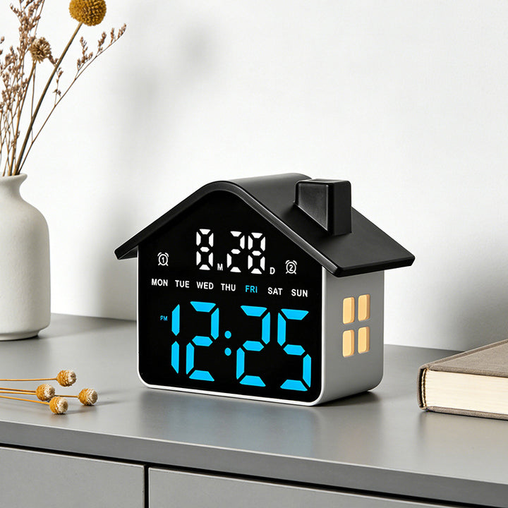 Digital Alarm Clock in House Design Bowlift