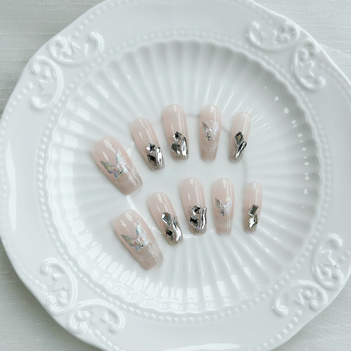 Decorative Nail Art Set with Silver Accents