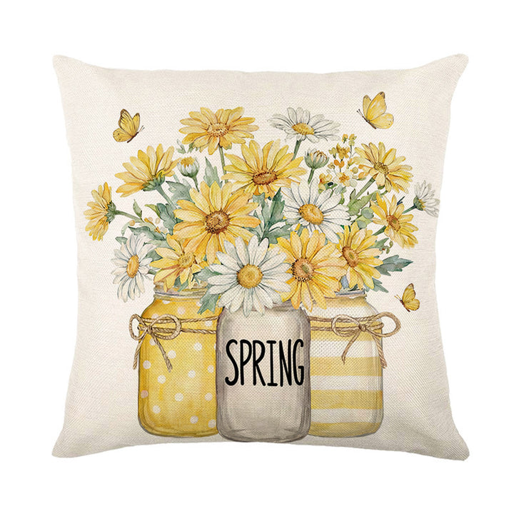 Decorative Spring Mason Jar Floral Throw Pillow Cover