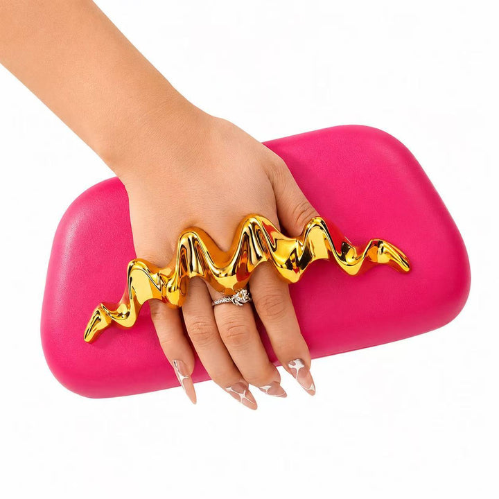 Sculpted Metallic Evening Clutch