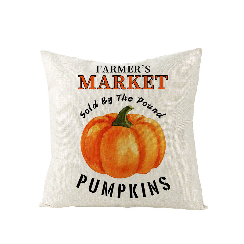 Autumn Linen-Blend Square Throw Pillow Cover with Hidden Zipper and 'Hello Autumn' Script