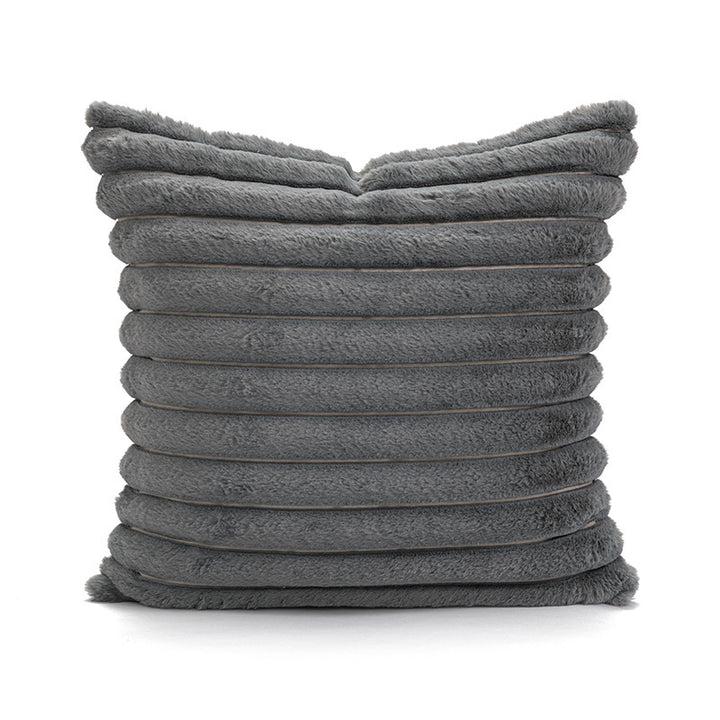 Square decorative pillowcase with stepped rib structure made of soft teddy plush Bowlift