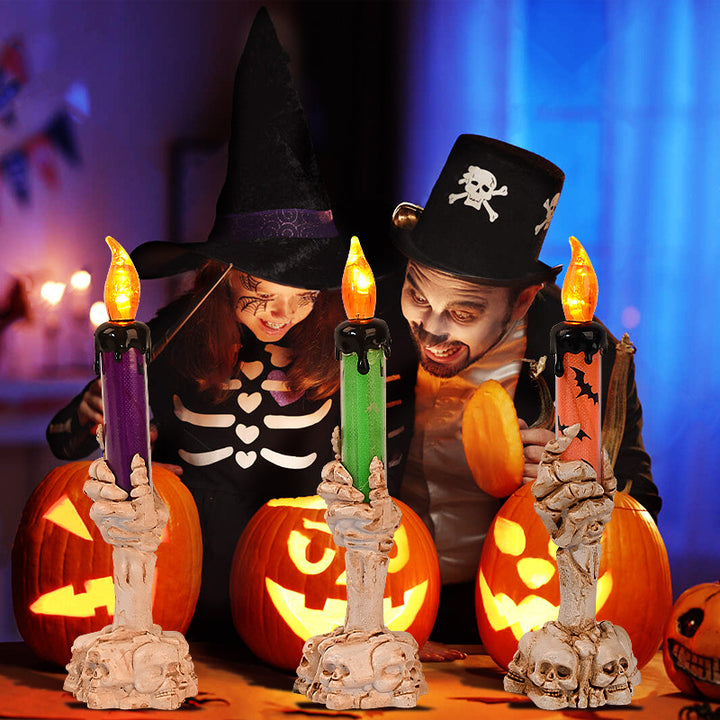 Spooky Candle Holder with Skeleton Hand Base Bowlift
