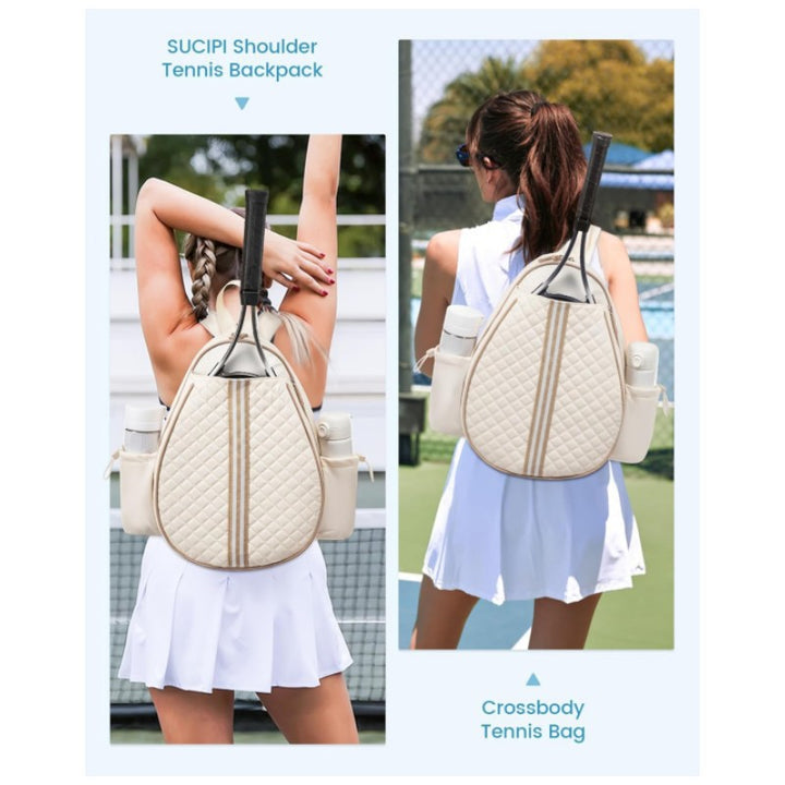 Quilted Tennis Racket Backpack Bowlift