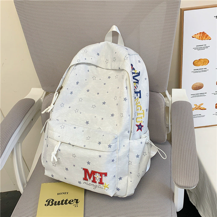 Stylish Star-Embellished Corduroy Backpack Bowlift