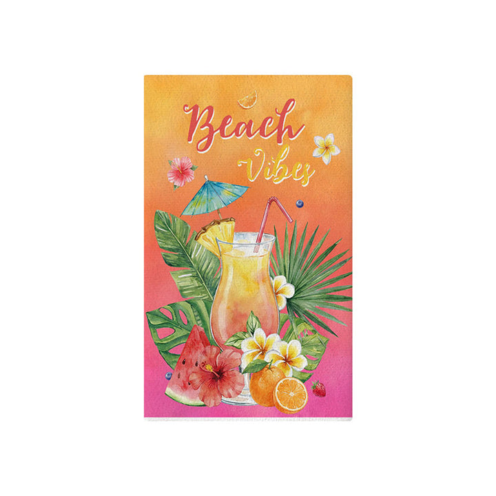 Oversized Microfiber Beach Towel with Floral Cat Illustration