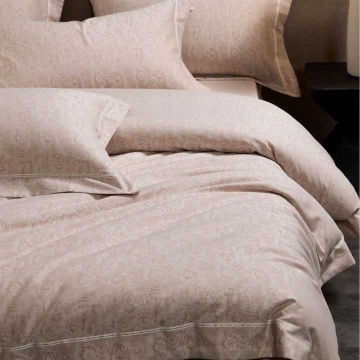Luxury Jacquard Floral Duvet Cover Set with Piped Edges