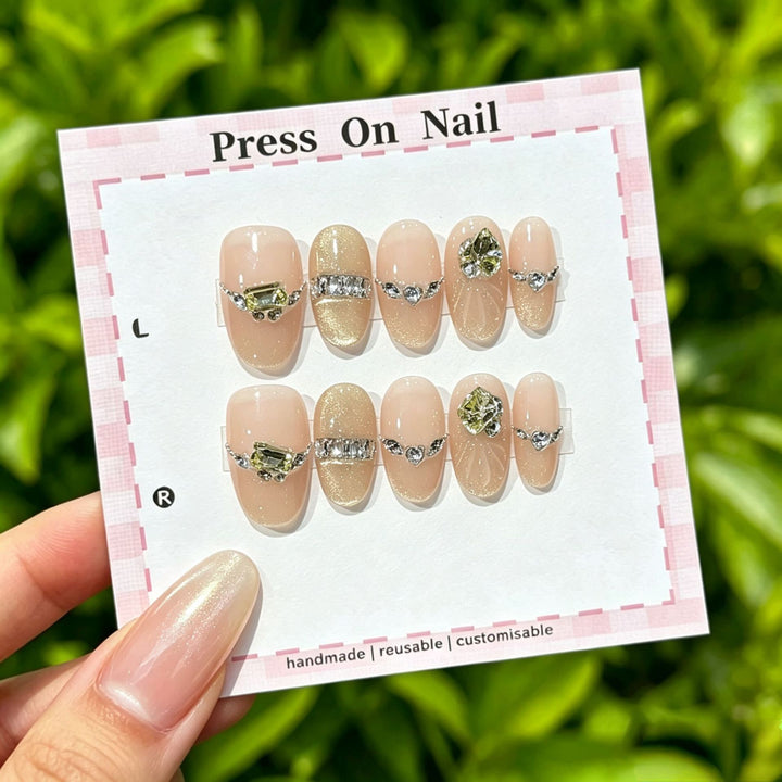 Artistic Press-On Nail Set with Floral and Graphic Designs