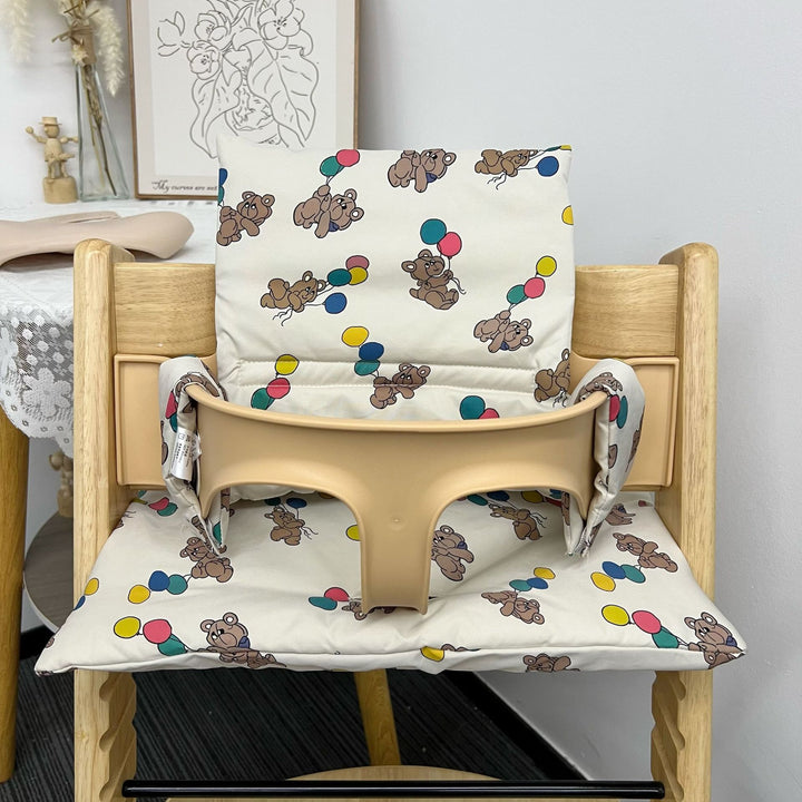 Padded Baby High Chair Cushion Set with Removable Teddy Applique