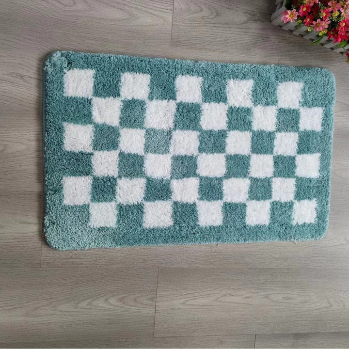 Checkerboard Pattern Bath Mat