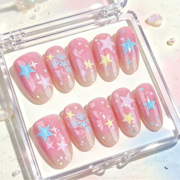 Star-Patterned Press-On Nail Set