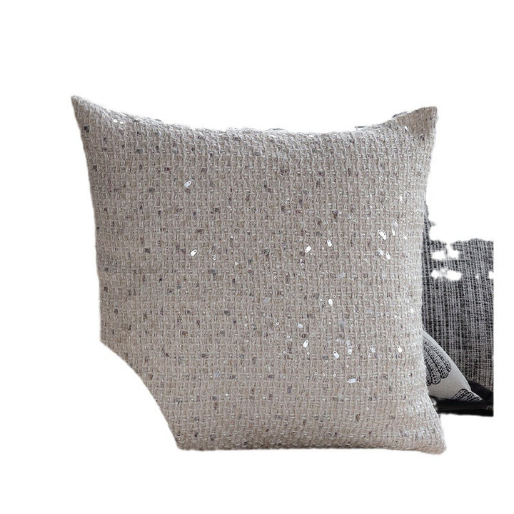 Square luxury cushion cover with shimmering sequins and textured bouclé weaving Bowlift