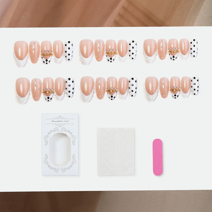 Artificial artificial nails with fashionable dots and embellishments Bowlift