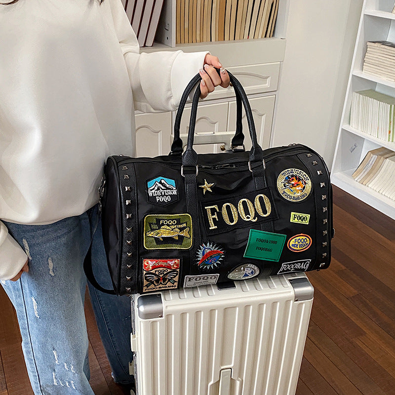 Stylish Patchwork Weekend Duffel Bag Bowlift