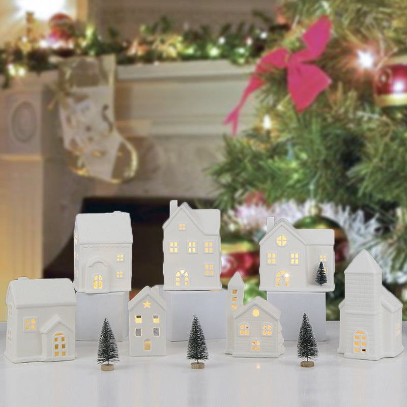 Ceramic House-Shaped Decorative Lantern Bowlift