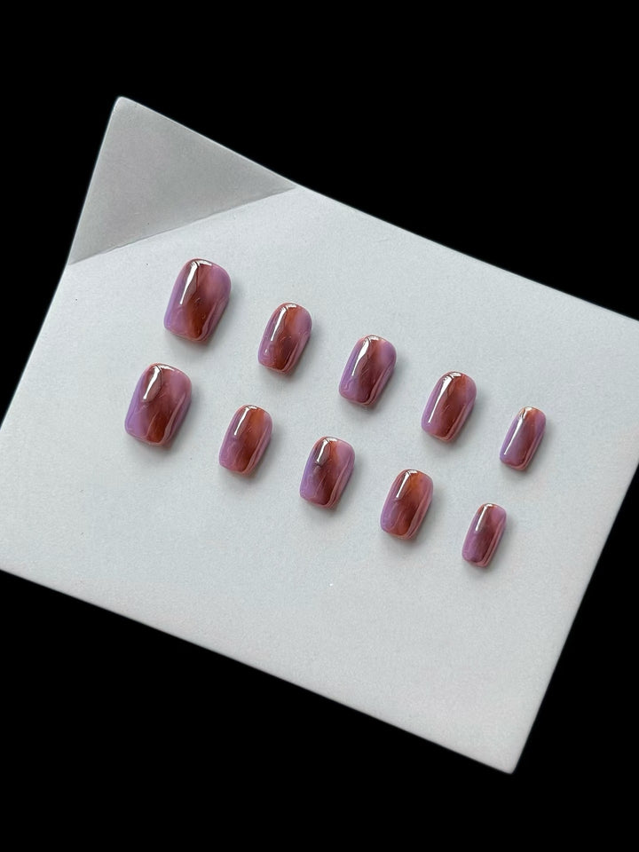 Premium Press-On Nail Art Set with Marble Design