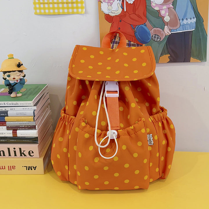 Playful Polka Dot Drawstring Backpack Bowlift