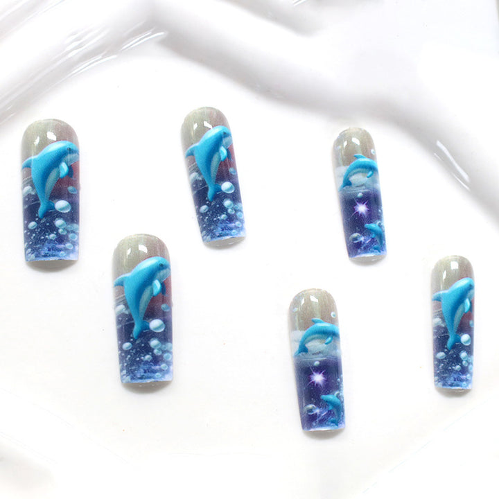 Artistic 3D Dolphin Acrylic Nail Enhancements Bowlift
