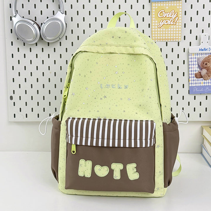 Cute Illustrated Star-Embellished Backpack Bowlift