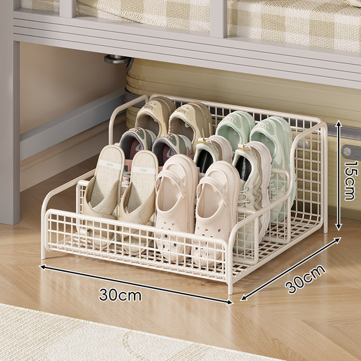 Compact Three-Row Low-Profile Wire Shoe Organizer Rack