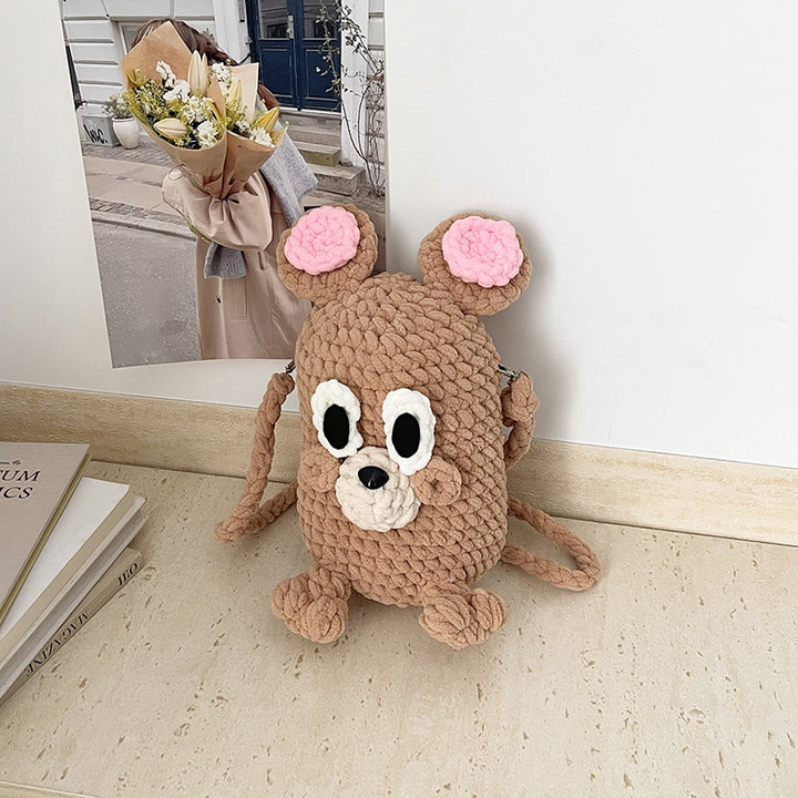 Cute Crochet Mouse Plush Backpack