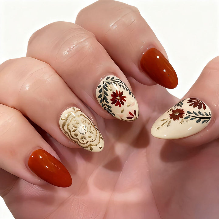 Artistic Floral Design Acrylic Nail Enhancements Bowlift