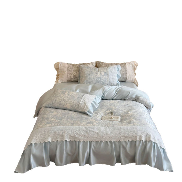 Luxury Lace-Trim Ruffled Duvet Cover & Bedspread Set