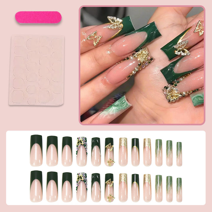 Art nail set with glittering accents and floral design Bowlift