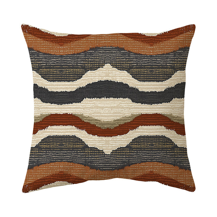 Textured Jacquard Wave Pattern Throw Pillow Cover Linen-Blend Removable Accent Cushion