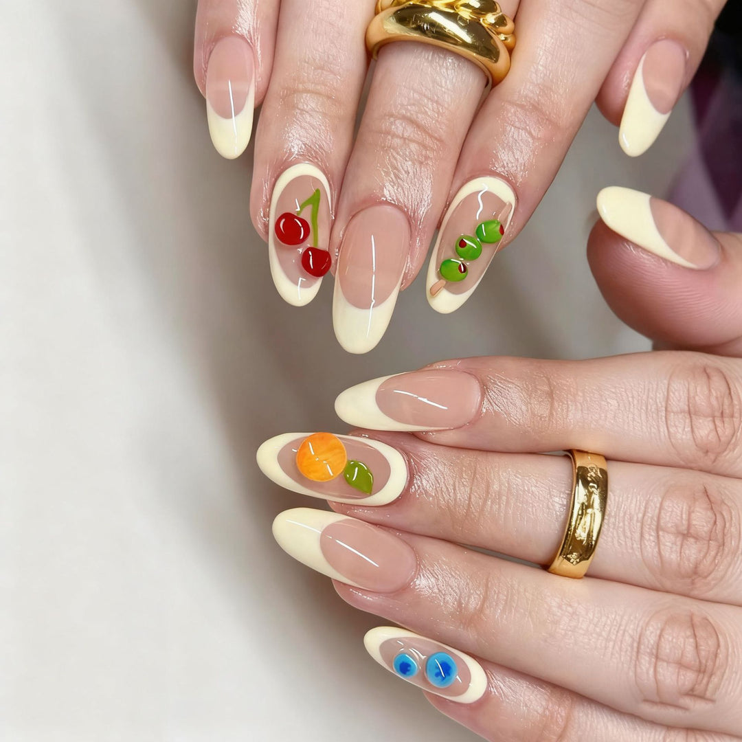 Artificial nails with colorful fruit designs Bowlift