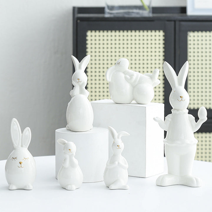 Decorative Ceramic Bunny Figurine Bowlift