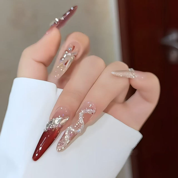 Premium Crystal-Decorated Nail Extensions