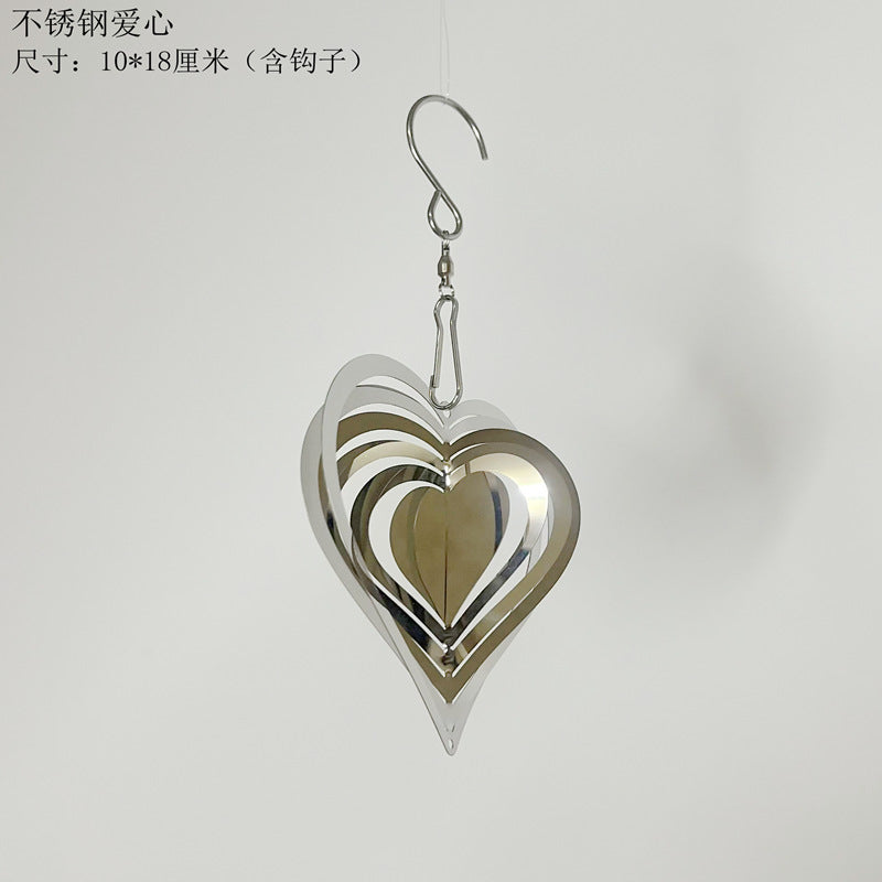 Iridescent Layered Heart Wind Spinner Hanging Suncatcher Bowlift