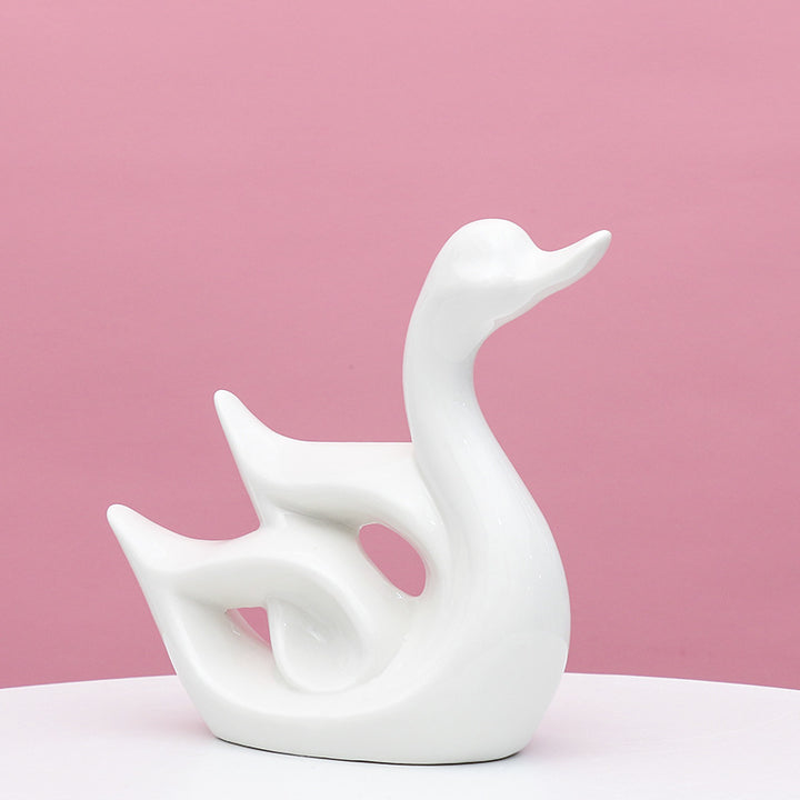 Artistic Swan-Shaped Ceramic Decor Bowlift