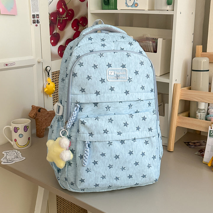 Star-Patterned Stylish Backpack Bowlift