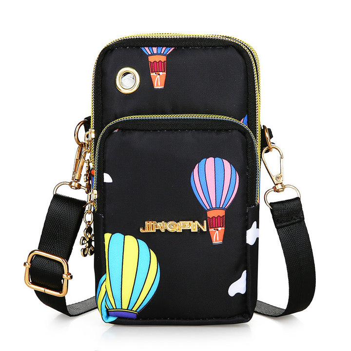 Compact Nylon Crossbody Phone Pouch with Multiple Zip Compartments Bowlift