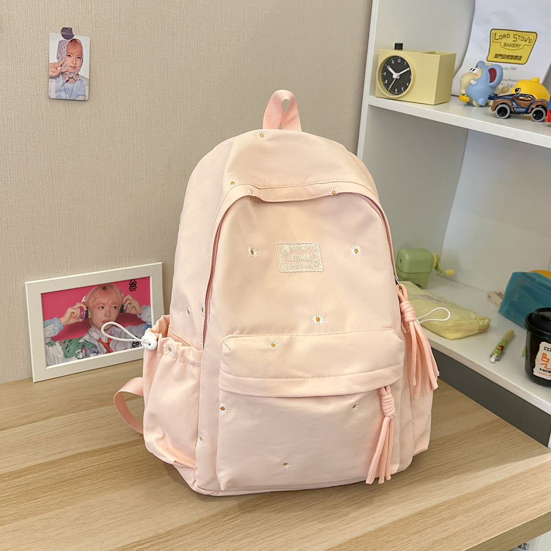 Stylish Floral-Embellished Backpack Bowlift