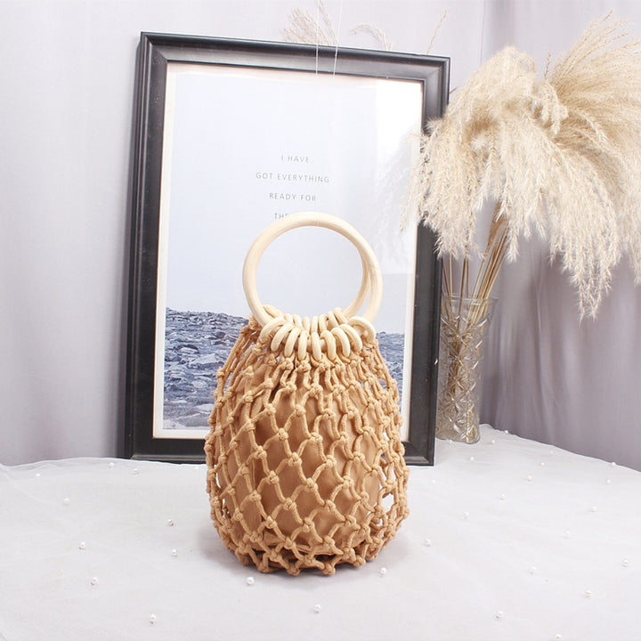 Macrame Carrying Bag with Wooden Handles Bowlift