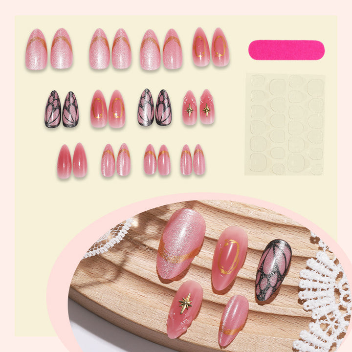 Artistic Press-On Nail Art Set with Elegant Designs Bowlift