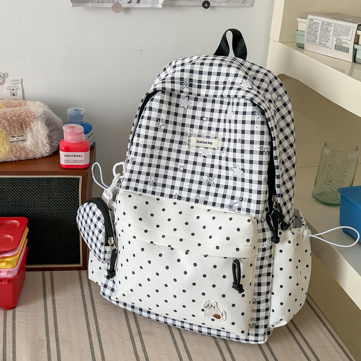 Stylish Checks Print Casual Backpack Bowlift