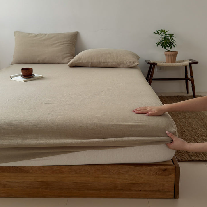 Deep-Pocket Cotton Jersey Fitted Sheet Set with Secure Elastic Corners