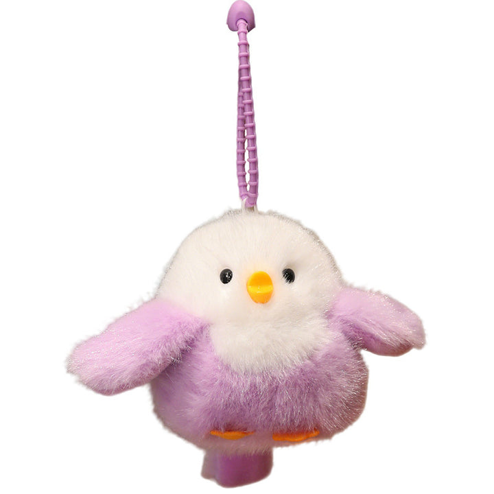 Fluffy Plush Chick Bag Charm Keychain with Flexible Loop Strap Bowlift