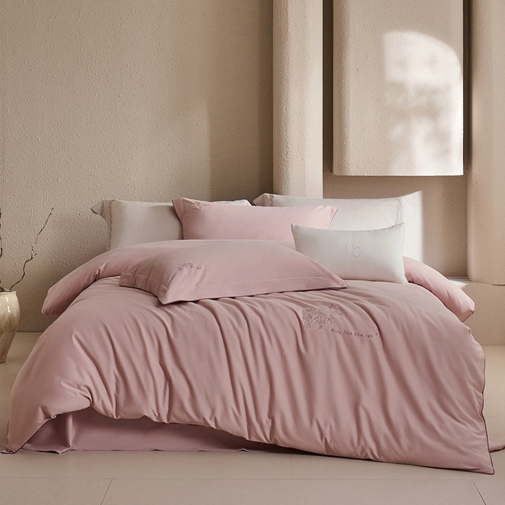 Luxury Embroidered Cotton Sateen Duvet Cover Bedding Set