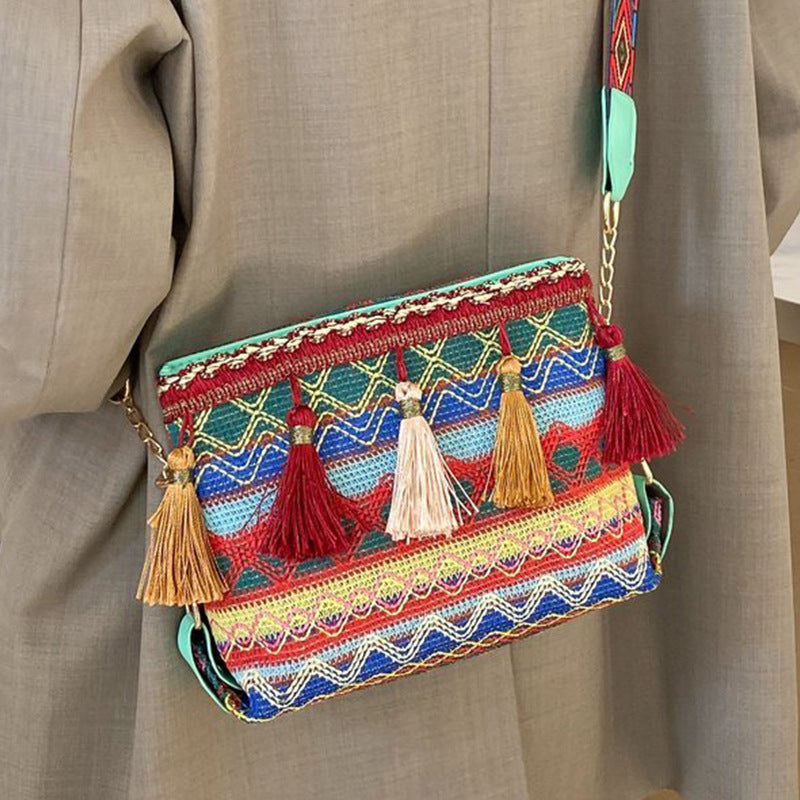 Ethnic Patterned Mini Crossbody Bag