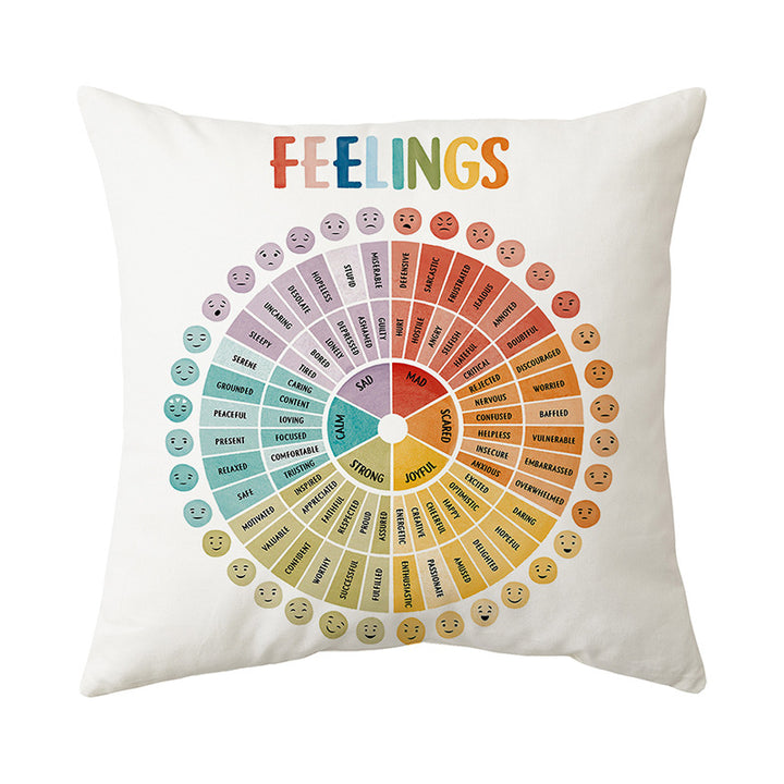 Inspirational Printed Cotton-Linen Square Throw Pillow Cover with Calming Tips