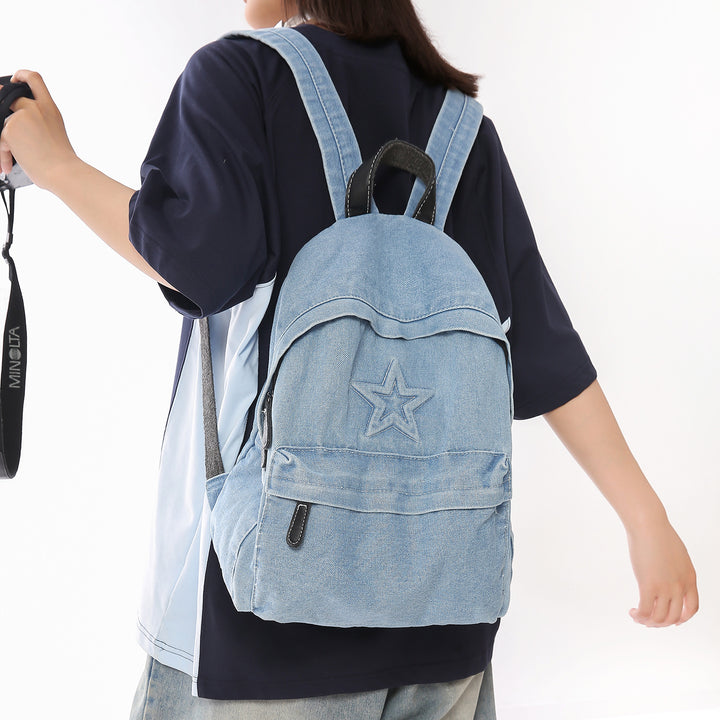 Stylish Casual Denim Backpack Bowlift