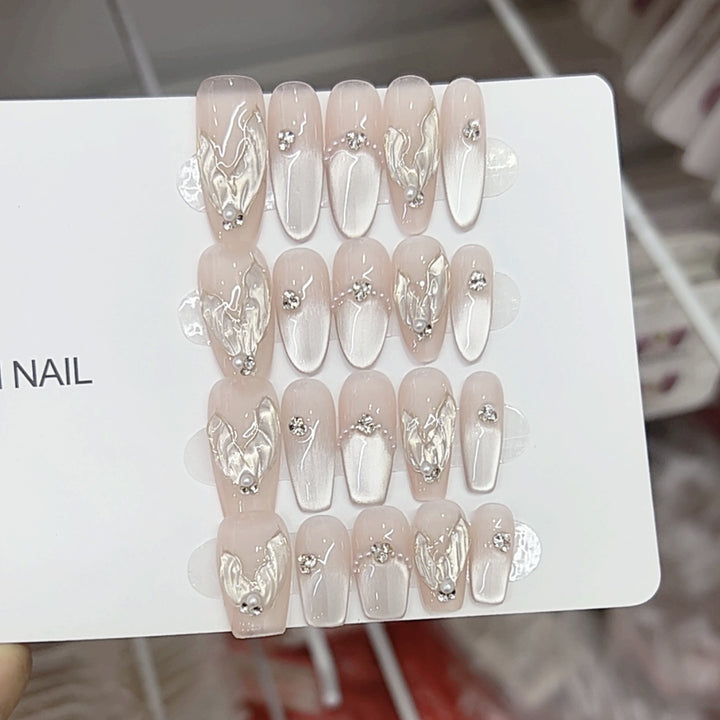 Elegant Textured Press-On Nail Set Bowlift