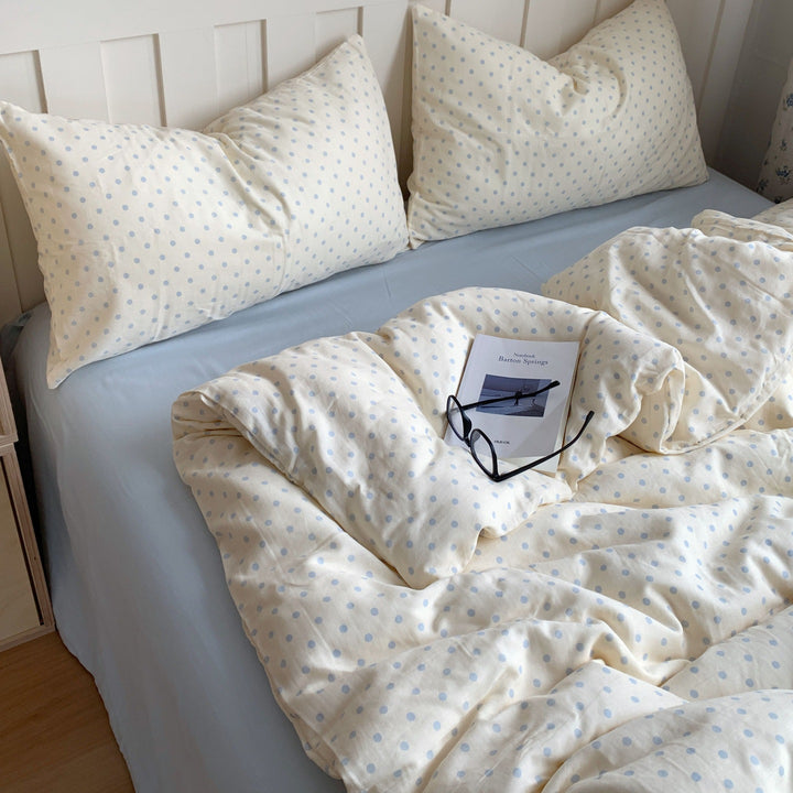 Polka Dot Cotton Percale Duvet Cover Set with Pillow Shams